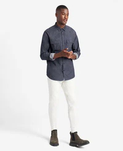 Kenneth Cole Slim-fit Organic Stretch Denim Shirt In Deep Indigo