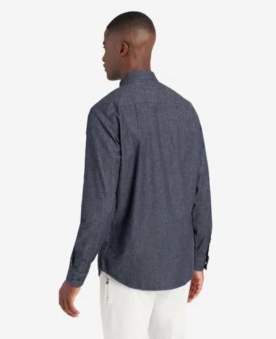 Kenneth Cole Slim-fit Organic Stretch Denim Shirt In Deep Indigo