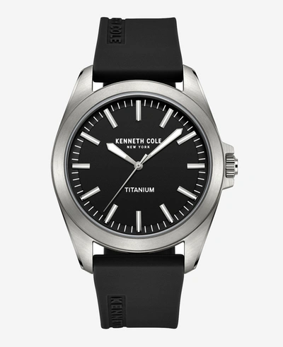 Shop Kenneth Cole Modern Classic Titanium Silicone Strap Watch In Black