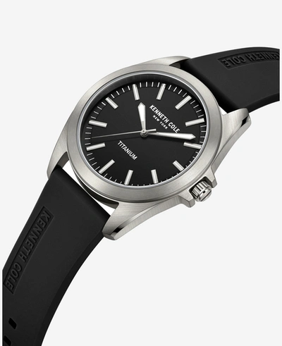 Shop Kenneth Cole Modern Classic Titanium Silicone Strap Watch In Black