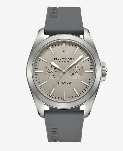 Shop Kenneth Cole Titanium Multi-function Silicone Strap Watch In Grey