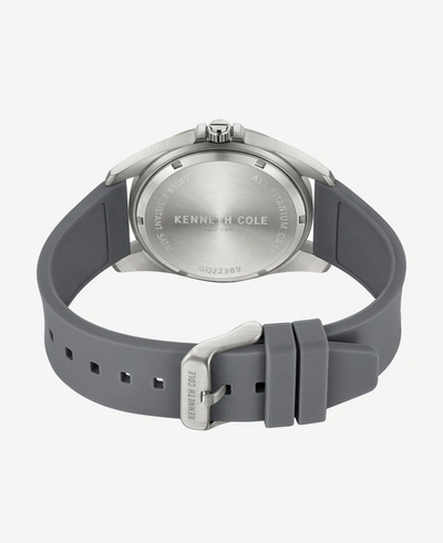 Shop Kenneth Cole Titanium Multi-function Silicone Strap Watch In Grey