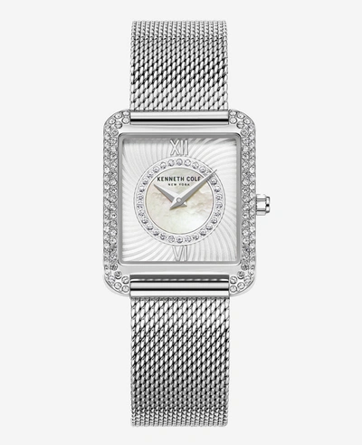 Shop Kenneth Cole Automatic Crystal-embellished Water Resistant Mesh Strap Watch In Silver