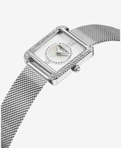 Shop Kenneth Cole Automatic Crystal-embellished Water Resistant Mesh Strap Watch In Silver