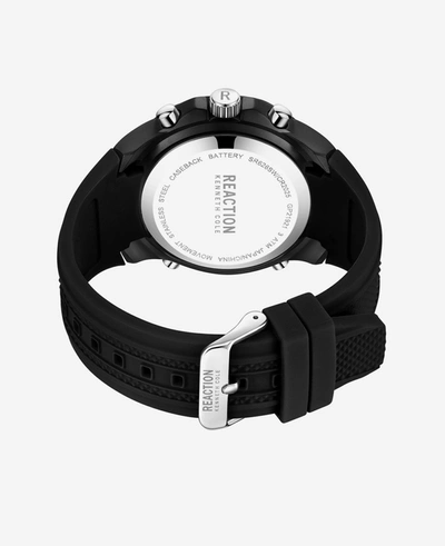 Shop Reaction Kenneth Cole Analog + Digital Water Resistant Textured Silicone Strap Watch In Black