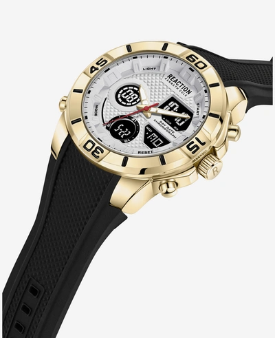 Shop Reaction Kenneth Cole Analog + Digital Water Resistant Textured Silicone Strap Watch In Black