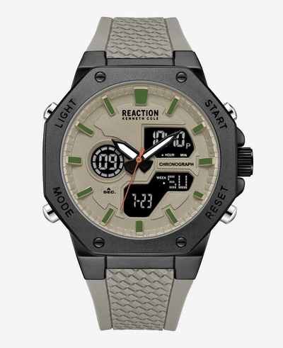 Shop Reaction Kenneth Cole Analog + Digital Water Resistant Silicone Strap Watch In Grey