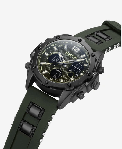 Shop Reaction Kenneth Cole Analog + Digital Water Resistant Silicone Strap Watch In Green