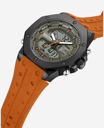 Shop Reaction Kenneth Cole Analog + Digital Water Resistant Silicone Strap Watch In Orange