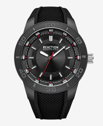 Shop Reaction Kenneth Cole Analog Water Resistant Silicone Strap Watch In Black