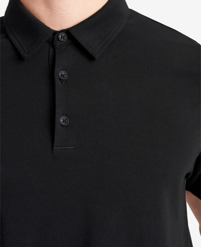 Kenneth Cole Performance Button Polo In Black