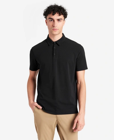 Kenneth Cole Performance Button Polo In Black