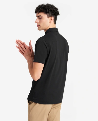 Kenneth Cole Performance Button Polo In Black