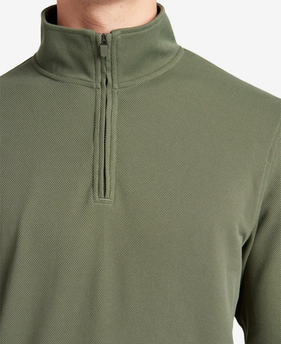 Kenneth Cole Men's Slim-fit Quarter-zip Knit Pullover In Dark Green