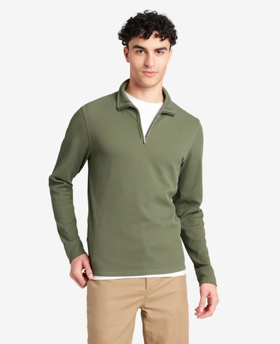 Kenneth Cole Men's Slim-fit Quarter-zip Knit Pullover In Dark Green