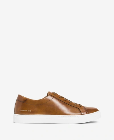Shop Kenneth Cole Site Exclusive! Men's Kam Leather Sneaker With Logo In Cognac