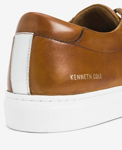 Shop Kenneth Cole Site Exclusive! Men's Kam Leather Sneaker With Logo In Cognac