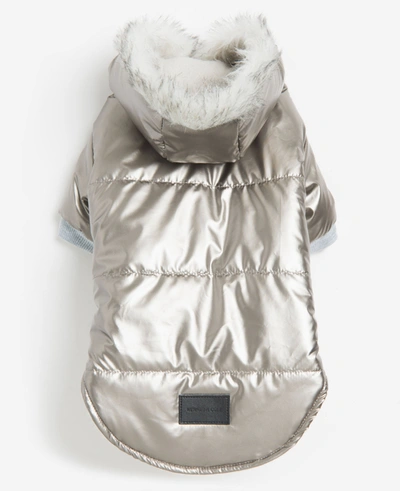 Shop Kenneth Cole Metallic Hooded Puffer Dog Coat In Gray