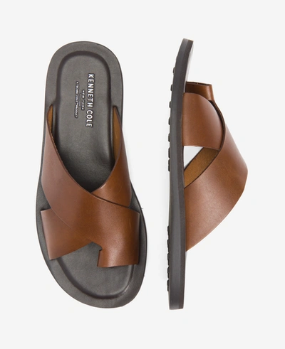 Shop Kenneth Cole Ideal Leather Slide Sandal In Brown