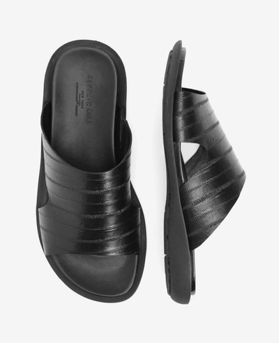 Shop Kenneth Cole Sand-y Beach Textured Leather Slide Sandal In Black