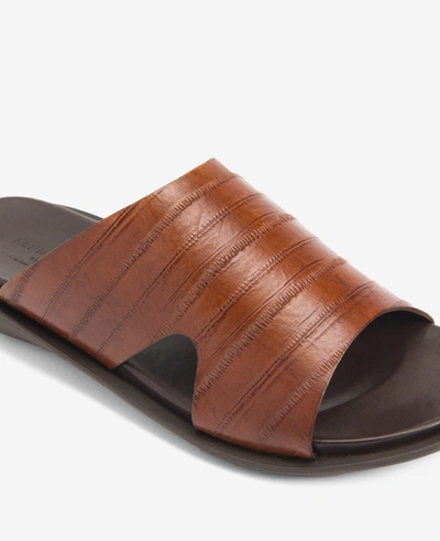 Shop Kenneth Cole Sand-y Beach Textured Leather Slide Sandal In Brandy