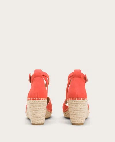 Gentle Souls Women's Charli X Band Wedge Espadrille Sandals In Bright Coral Suede