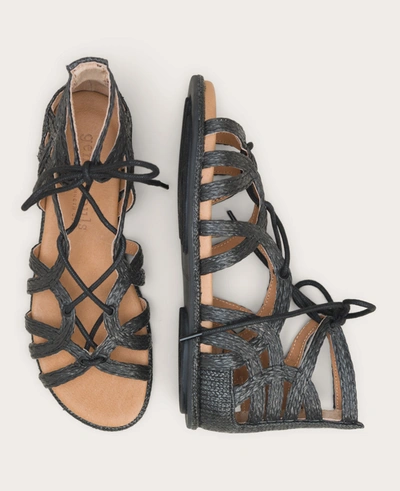 Shop Gentle Souls Break My Heart Gladiator Sandal In Black Raffia