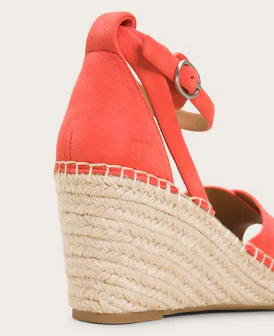 Gentle Souls Women's Charli X Band Wedge Espadrille Sandals In Bright Coral Suede