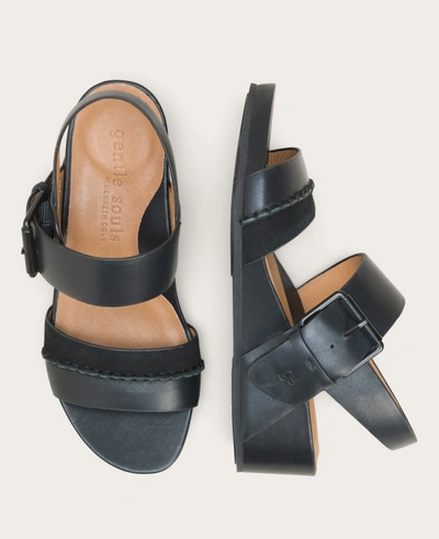 Shop Gentle Souls Giulia Leather And Suede Platform Wedge Sandal In Black