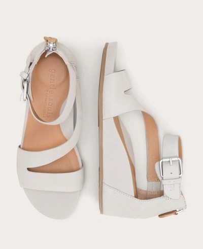 Gentle Souls Gwen Leather Wedge Sandal In Mushroom Nubuck