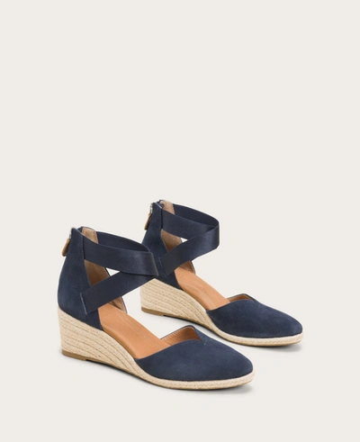 Shop Gentle Souls Orya Leather Espadrille Wedge In Navy Suede