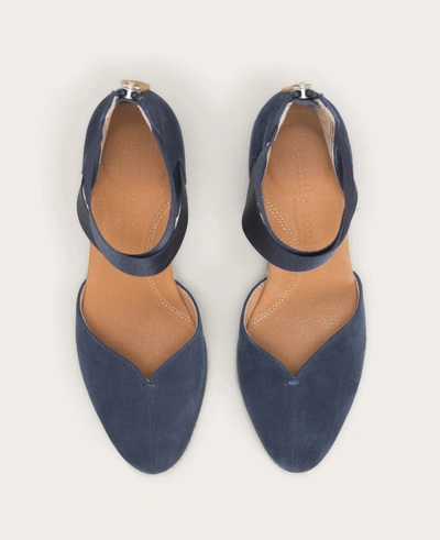 Gentle Souls Women's Orya Wedge Pointy Toe Espadrille Sandals In Navy Suede