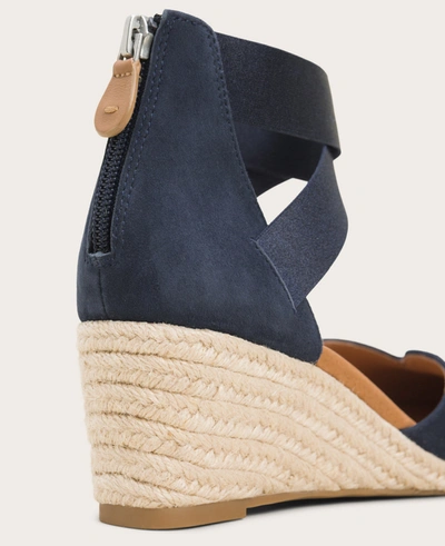 Shop Gentle Souls Orya Leather Espadrille Wedge In Navy Suede