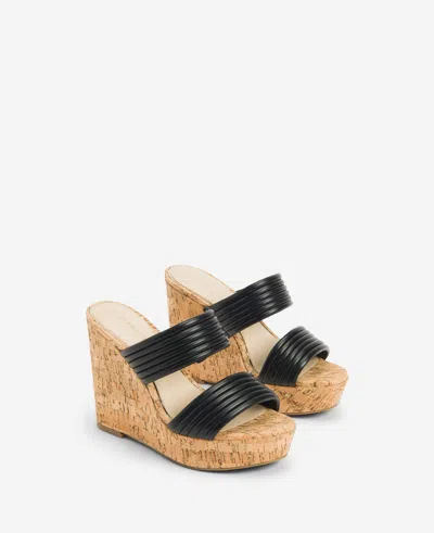 Kenneth Cole Cailyn Platform Wedge Slide Sandal In Black Smooth