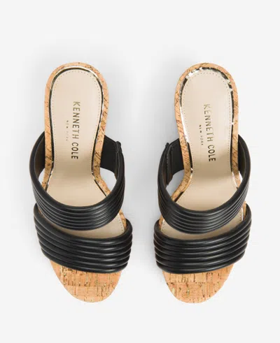 Kenneth Cole Cailyn Platform Wedge Slide Sandal In Black Smooth