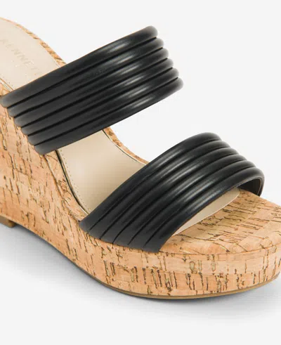 Kenneth Cole Cailyn Platform Wedge Slide Sandal In Black Smooth