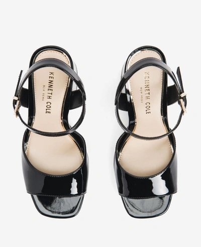 Kenneth Cole Dolly Ankle Strap Platform Heeled Sandal In Black Patent