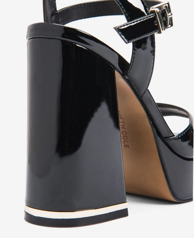 Kenneth Cole Dolly Ankle Strap Platform Heeled Sandal In Black Patent