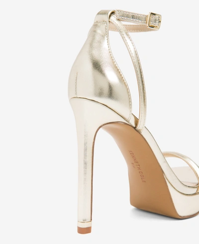 Shop Kenneth Cole Nya Platform Heeled Sandal In Champagne Metallic