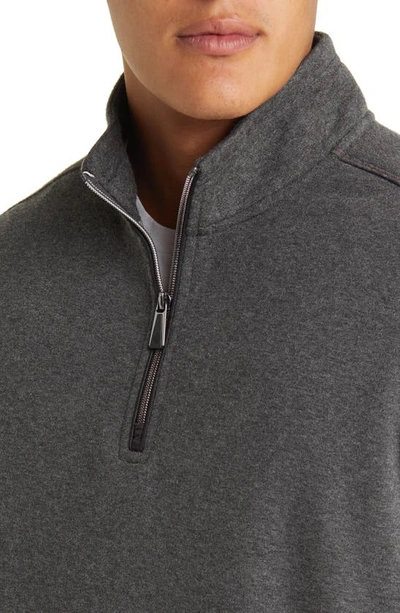 Shop Rainforest Brushed Knit Quarter Zip Pullover In Charcoal Heather