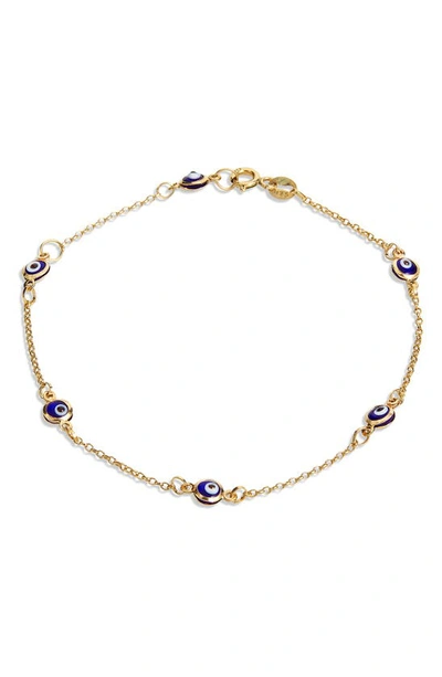 Savvy Cie Jewels Savvie Cie Jewels 18k Gold Plated Sterling Silver Evil Eye Bracelet In Yellow