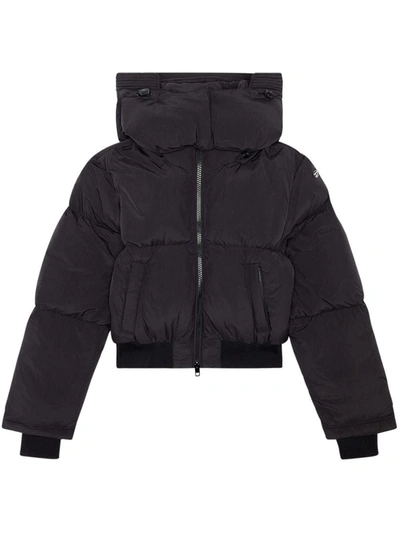 Shop Diesel W-peyt-short Down Jacket In Recycled Nylon Taslan In Black