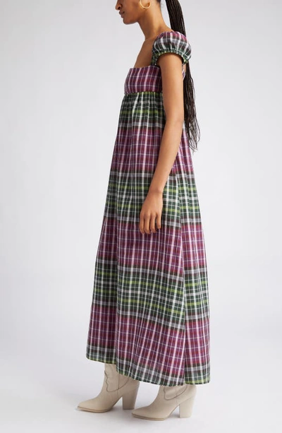 Shop Autumn Adeigbo Verona Plaid Maxi Dress In Purple Multi