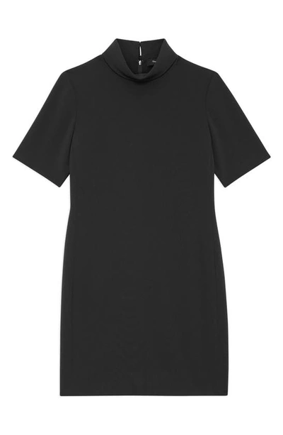 Shop Theory Mock Neck Crepe Dress In Black