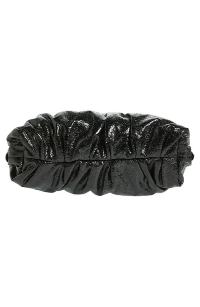 Shop Rebecca Minkoff Ruched Faux Leather Clutch In Black Metallic