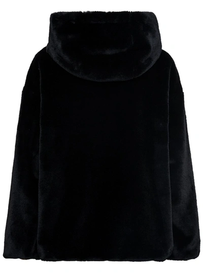 Shop Herno Black Eco Fur Jacket