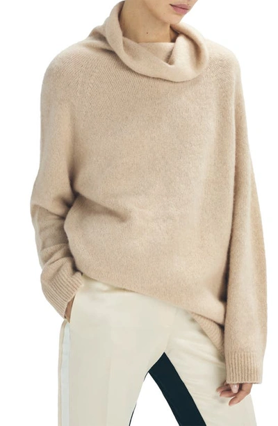 Shop Reiss Naomie Cowl Neck Cashmere & Silk Sweater In Camel
