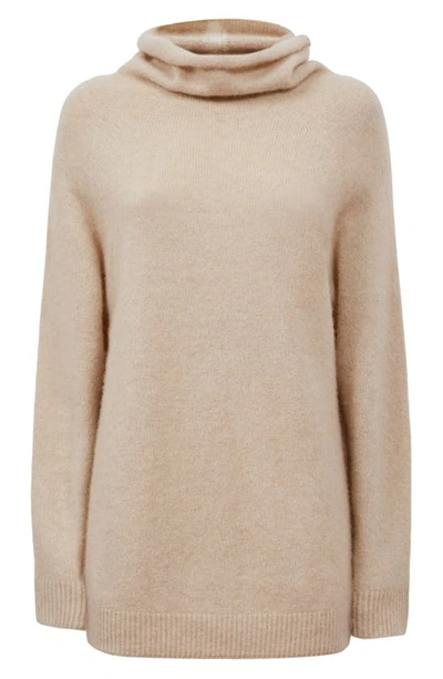 Shop Reiss Naomie Cowl Neck Cashmere & Silk Sweater In Camel