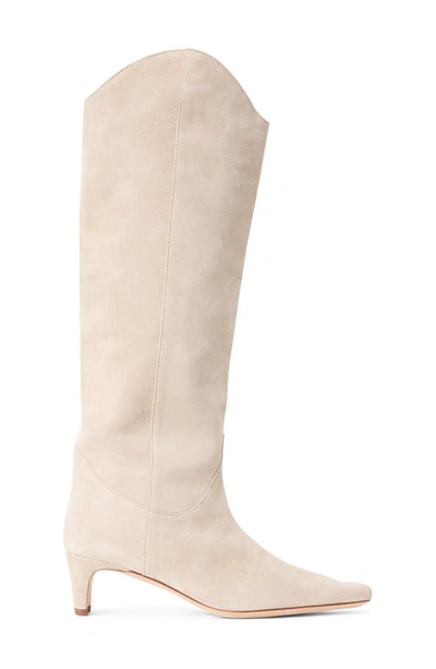Staud Western Wally Suede Knee Boots In Mahogany