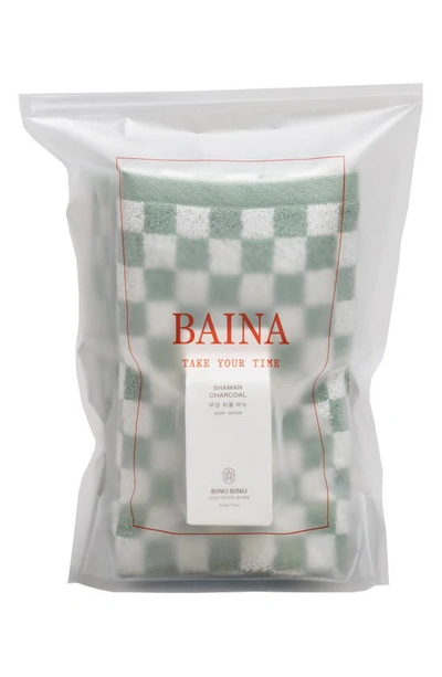 Shop Baina Hand Towels & Soap Gift Set In Sage And Chalk